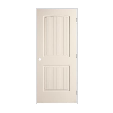 Codel Doors 28"x80"x1-3/8" Primed 2-Panel Arch Top V-Groove Santa Fe Molded Hollow Core 4-9/16" LH Prehung Door 2468MHCSANLH10B4916